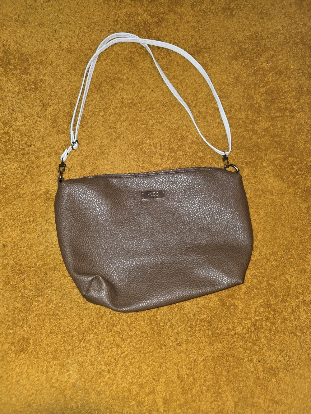 BCBG Paris Brown Pebbled Faux Leather Crossbody Bag Pouch
